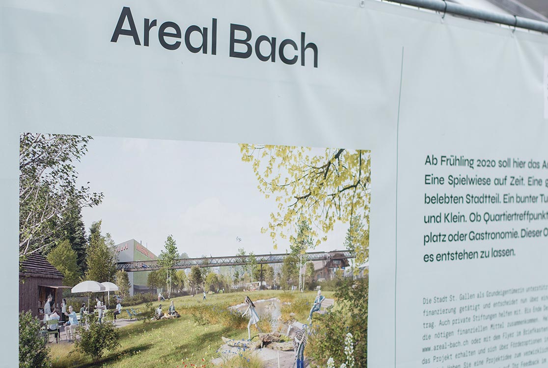 Das Areal Bach beim Bahnhof St. Fiden in St. Gallen soll ein neuer, grüner Treffpunkt werden